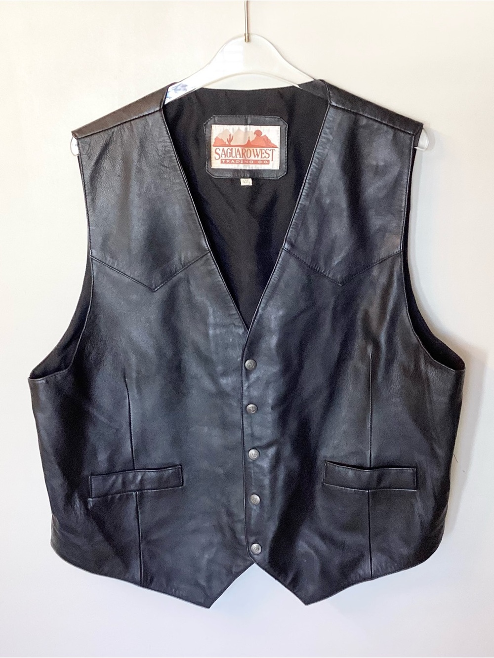 Saguaro West Trading Co. Leather Western Rodeo Vest - Black - XXL